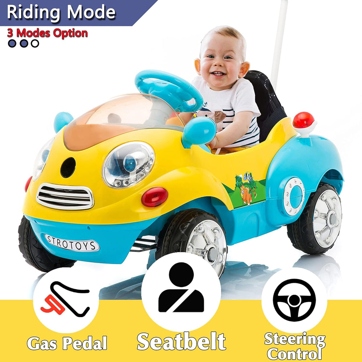 Push Car for Kids Ride On Car with Remote Control Blue & Yellow A899395