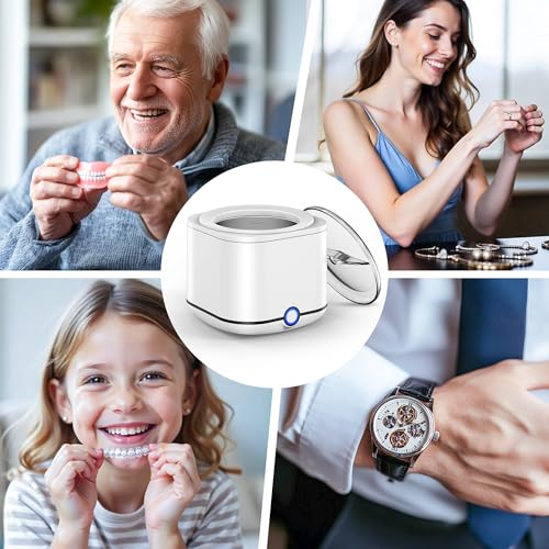 48kHz Ultrasonic Retainer Cleaner with 7.8OZ Dental Cleaning Pod M4071
