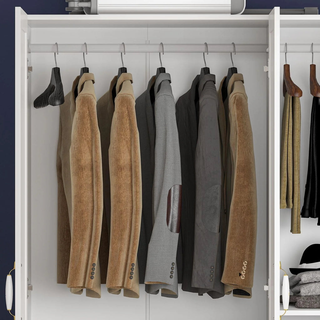 White 3 Door Wardrobe Closet with Shelves X93118