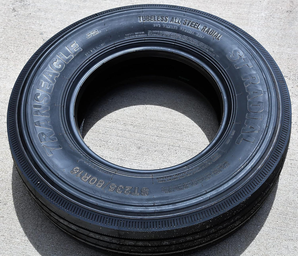Set of 2 ST235/80R16 All Steel Trailer Radial Tires, 14-Ply, Load Range G J691665