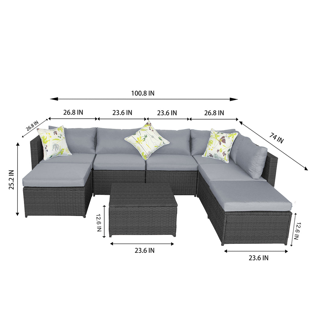 Outdoor Sectional Wicker Rattan Sofa Set with Cushion K222