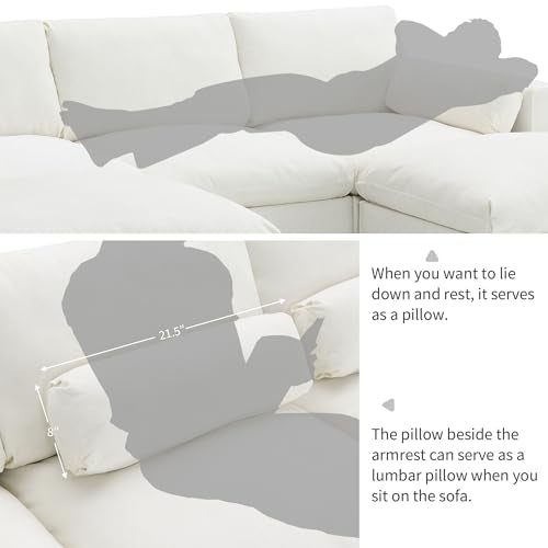 86.5" Grey Chenille U-Shaped Sectional Sofa with Storage Pockets Y1540