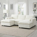 86.5" Grey Chenille U-Shaped Sectional Sofa with Storage Pockets Y1540