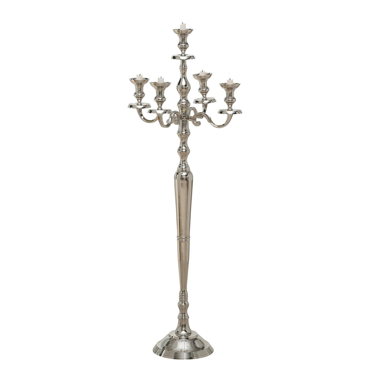 Tall Five Candle Silver Candelabra A5592