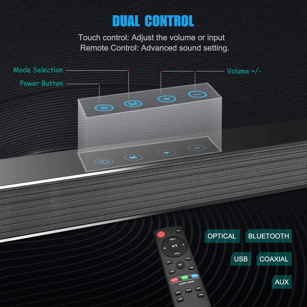 27 Inch Bluetooth Sound Bar with Subwoofer V797533