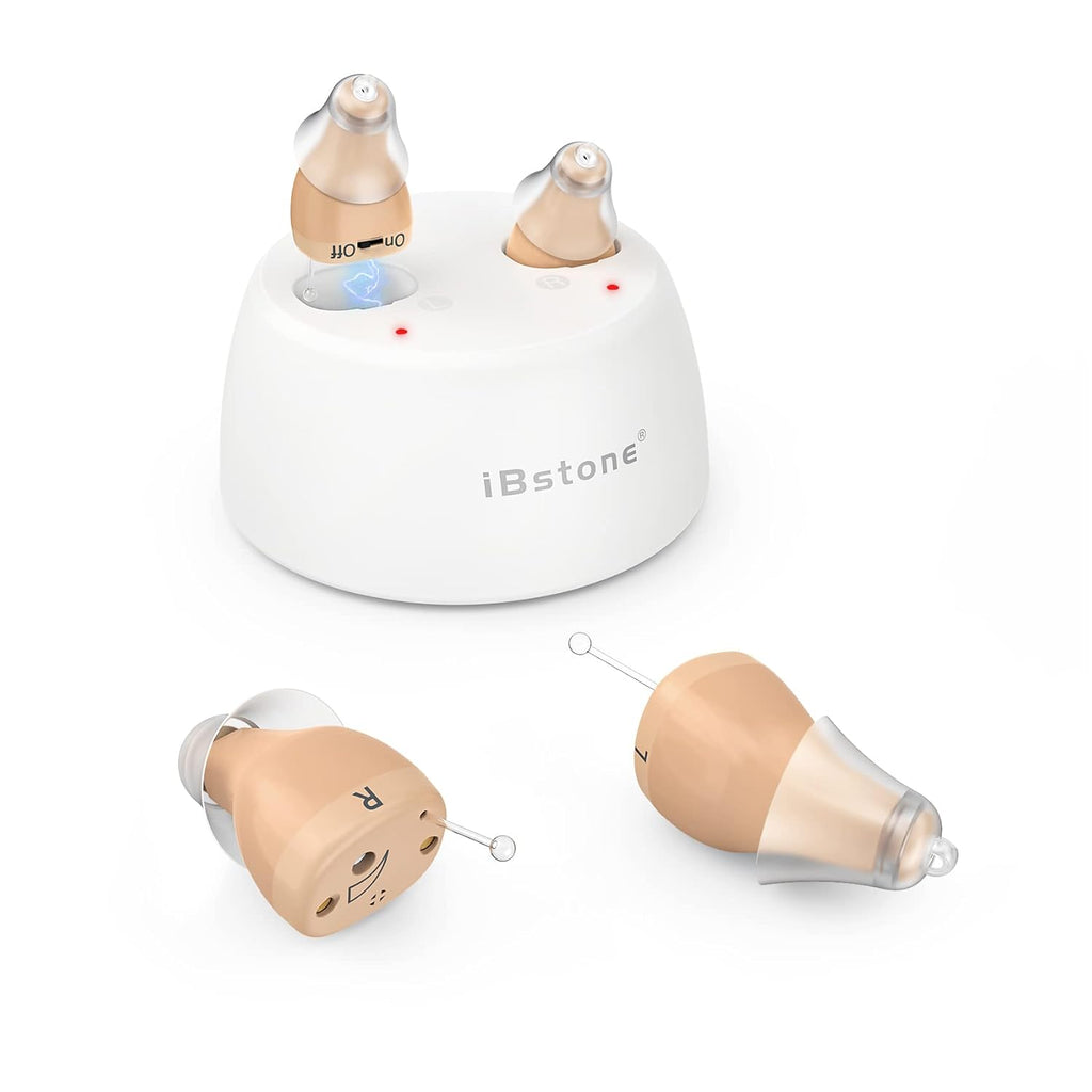 Rechargeable Completely-in-Canal Mini Digital Hearing Amplifier, Blue & Red, Pair O903185
