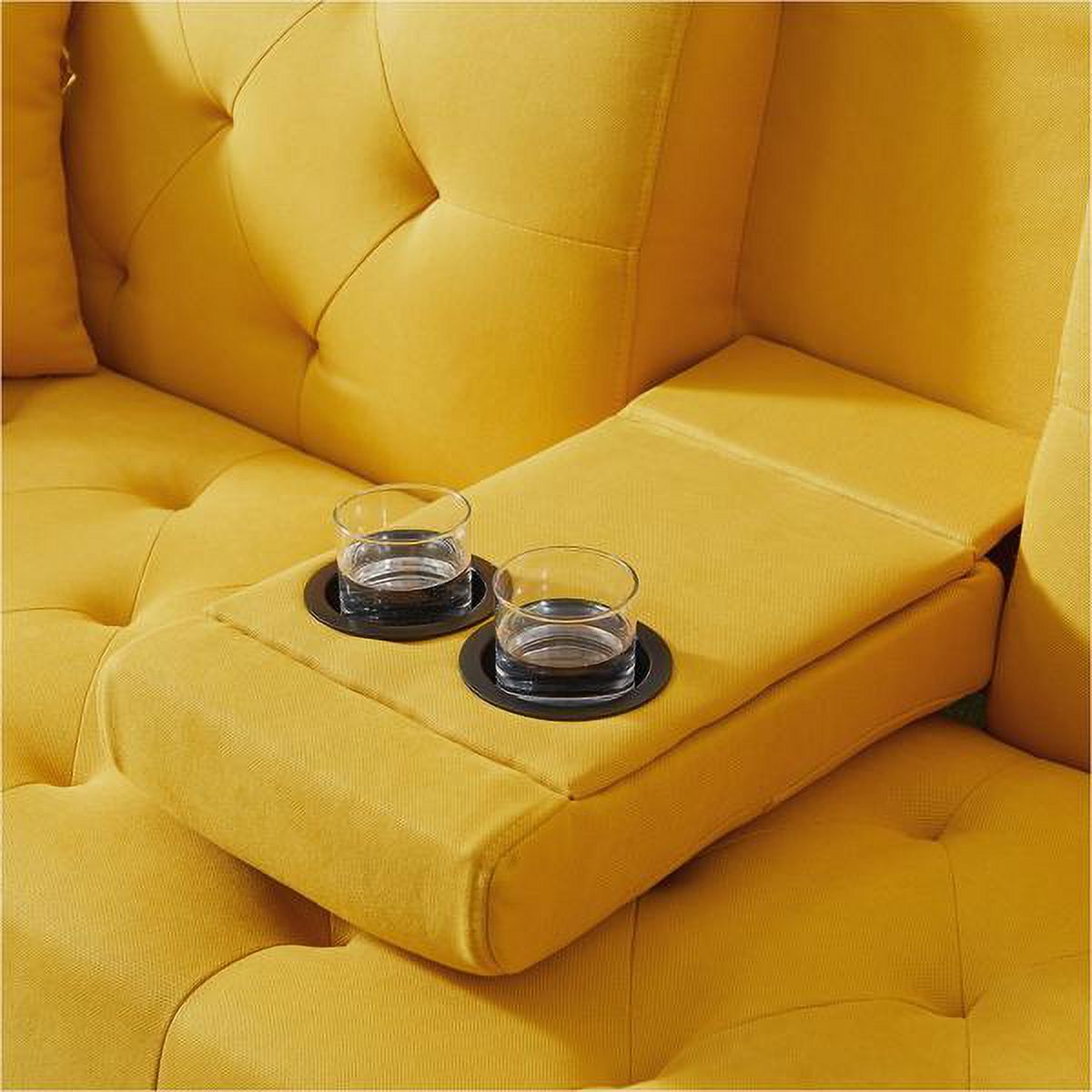 Yellow Linen Convertible Sofa and Bed U4709