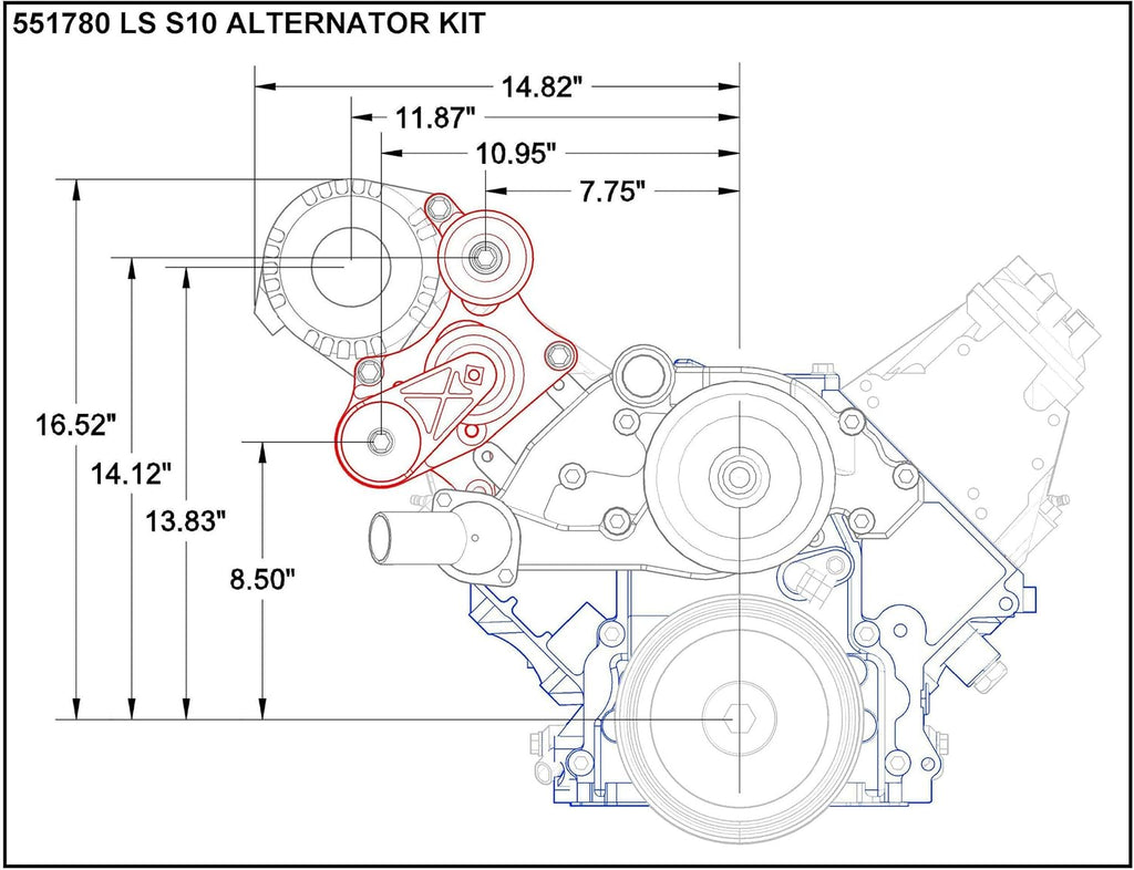 Billet Aluminum High Mount Alternator Bracket T381