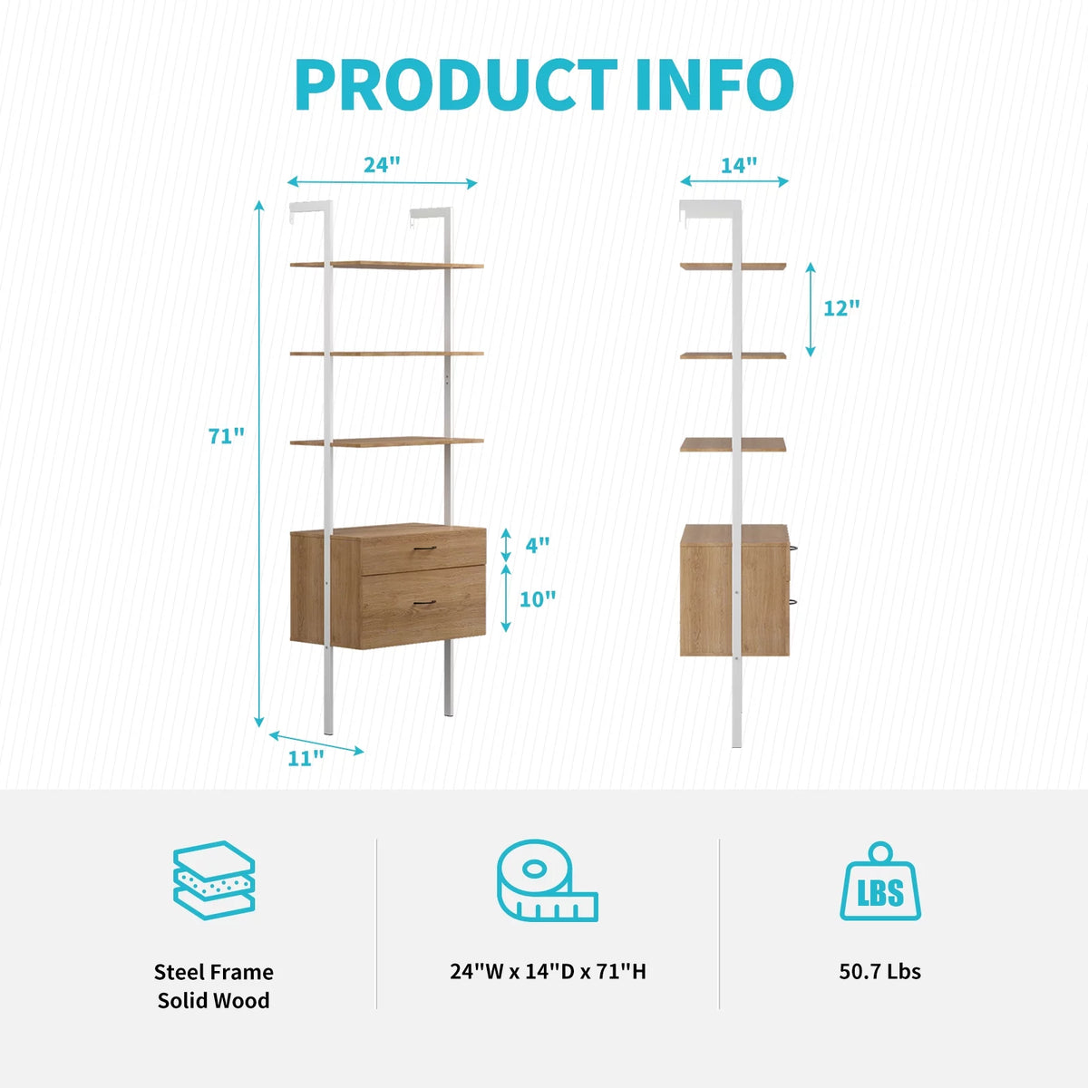 6-Tier Wall-Mounted Bookshelf N7288