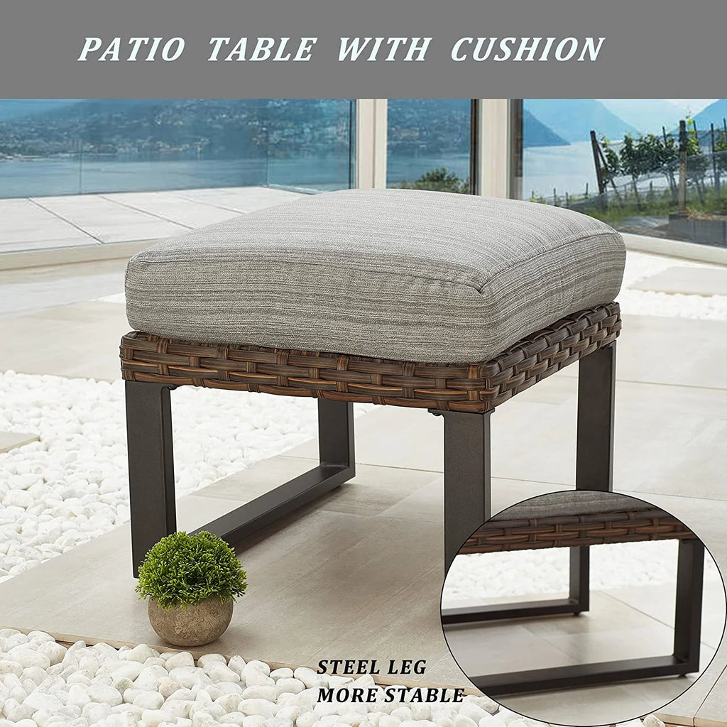 Wicker Outdoor Ottoman with Cushion Y55399