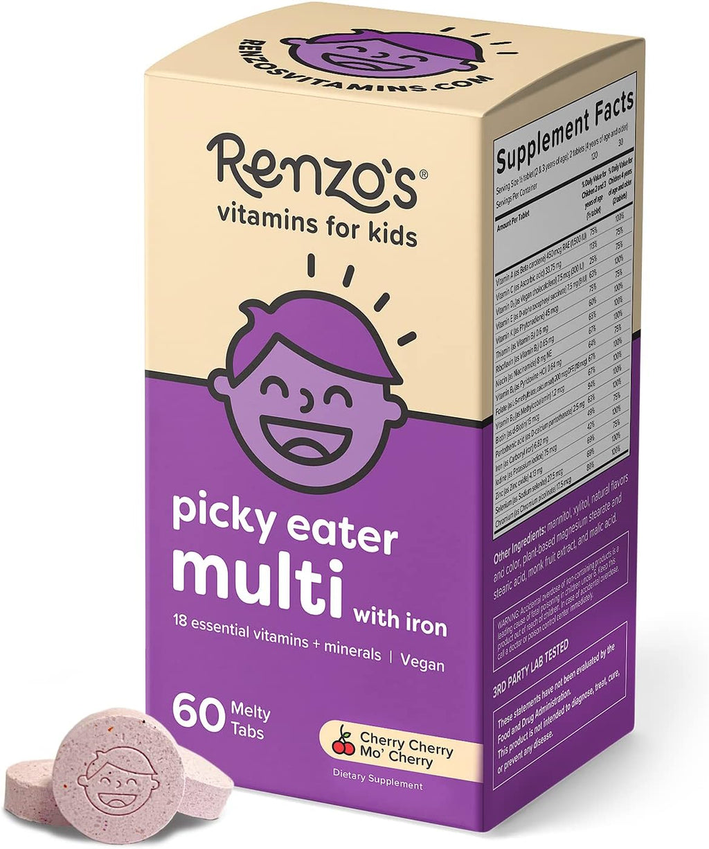 60 Sugar-Free Melty Tabs Kids Multivitamin with Iron A67027