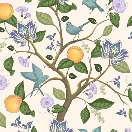 Vintage Beige Floral Peel and Stick Wallpaper 17.4" x 118" O778