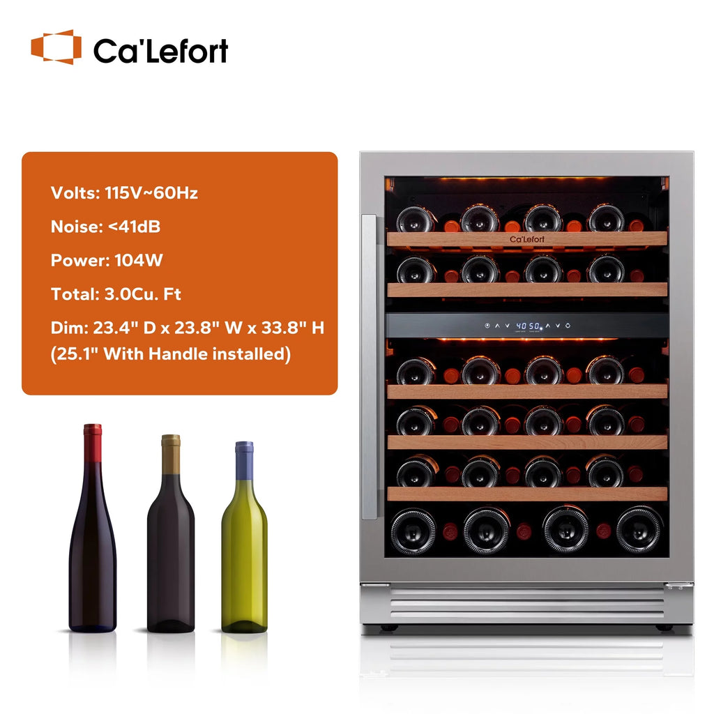 24 Inch 46 Bottle Dual Zone Wine Cooler Refrigerator H377553