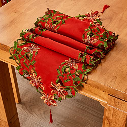 Embroidered Christmas Table Runner 15x87 Inch G2041