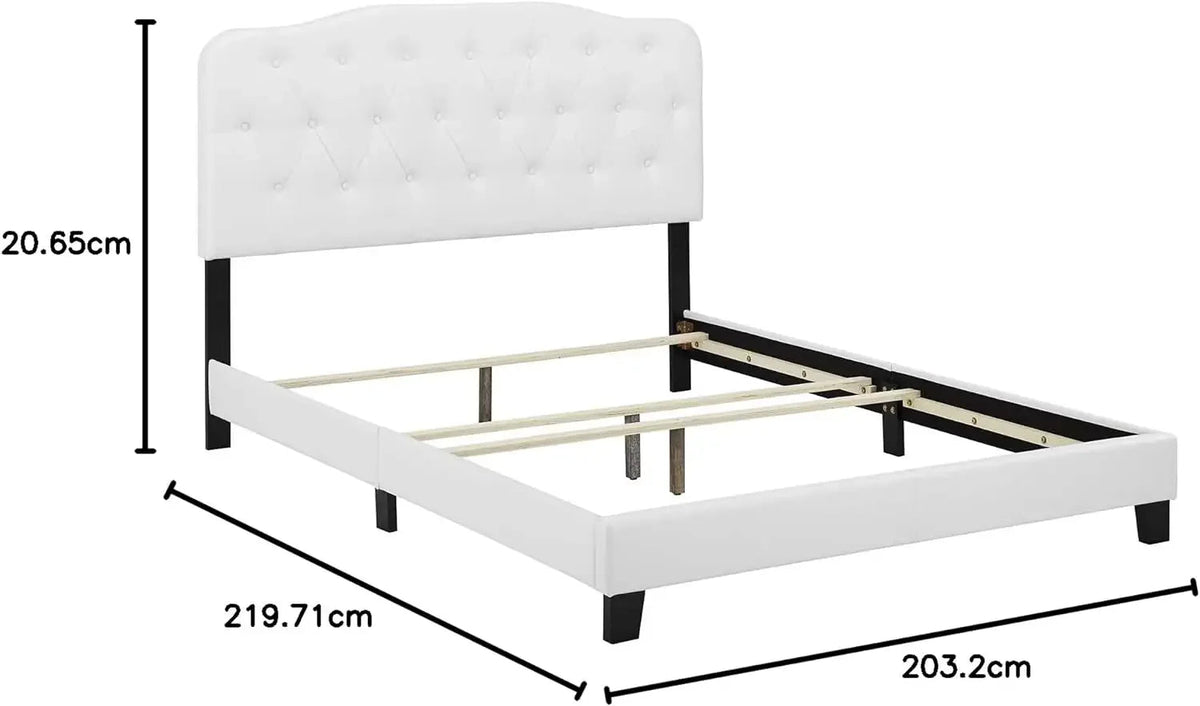 Full Platform Bed with Tufted Faux Leather Upholstered Frame F760