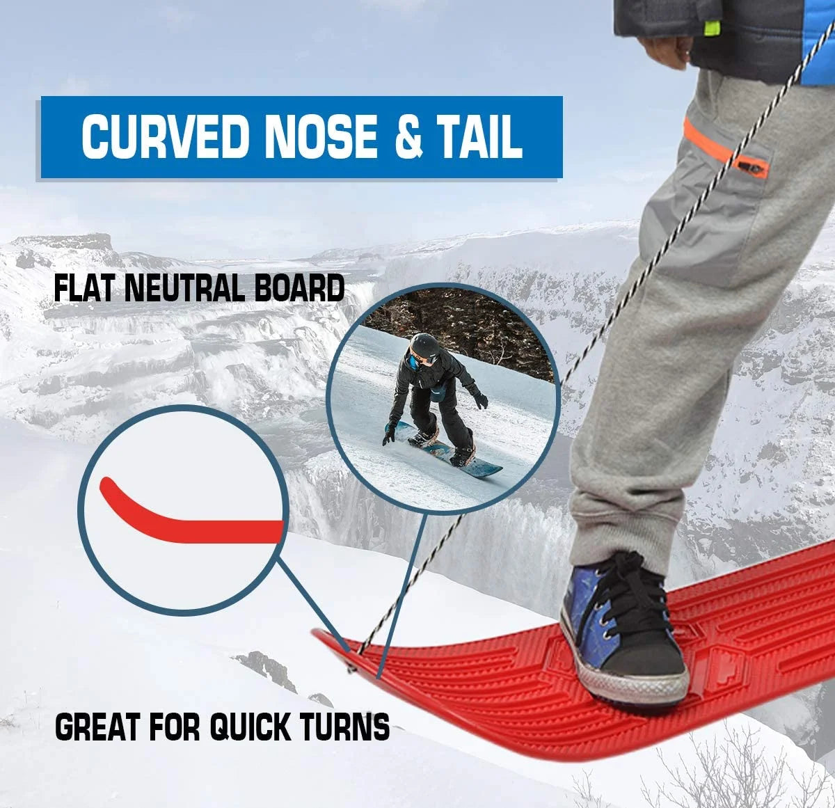 Snowboogie Snowboard 105 Single Rider Snow Board with Tow Leash D501593