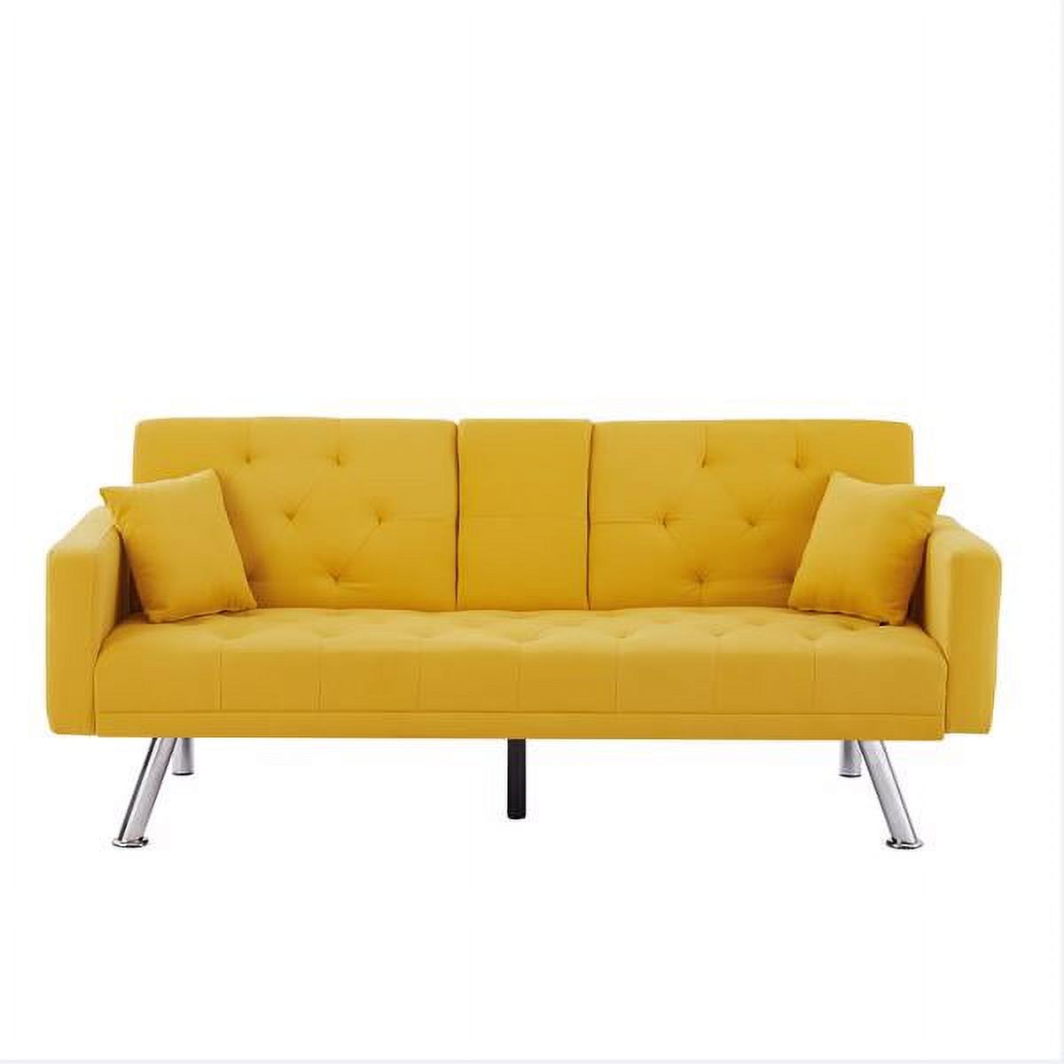 Yellow Linen Convertible Sofa and Bed U4709