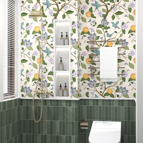 Vintage Beige Floral Peel and Stick Wallpaper 17.4" x 118" O778