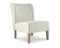 Cream with Blue Pinstripe Armless Accent Chair C7166