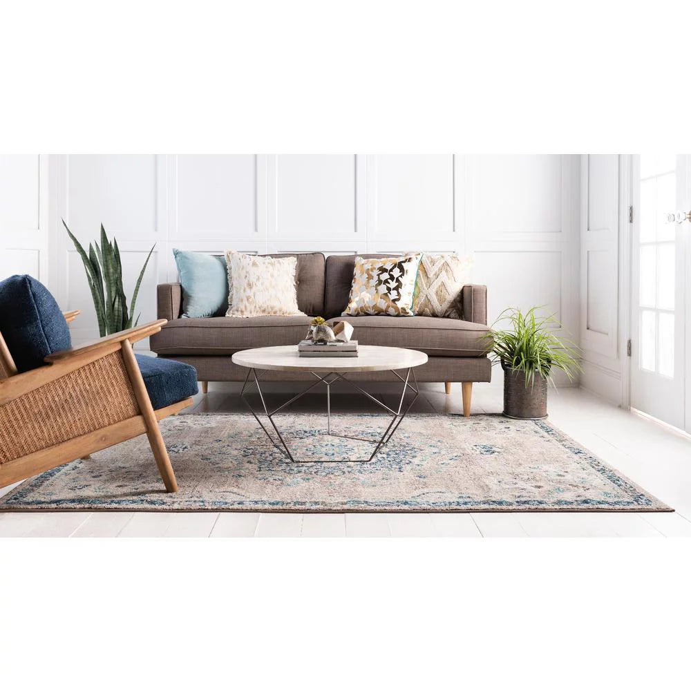 Gray Beige Medallion Rug 3' 3" x 5' 3" O76227