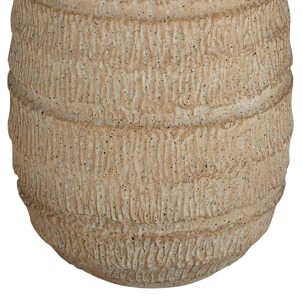 Farmhouse Rustic End Table Lamp Beige Faux Wood Oatmeal Fabric Shade M163