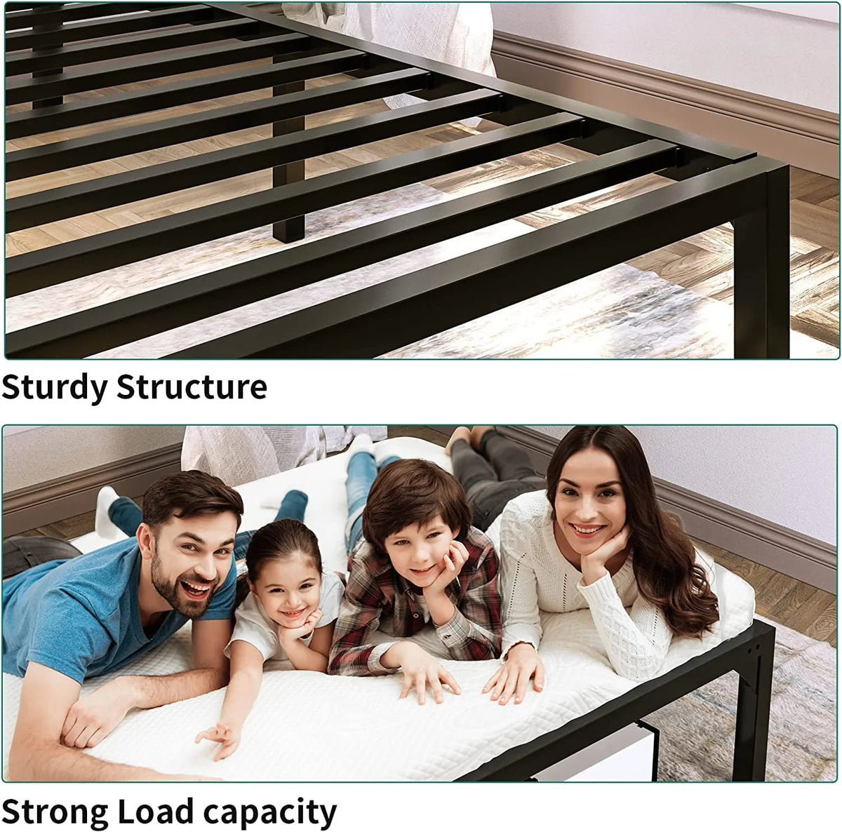 Twin Size Black Metal Bed Frame with Headboard Q1373