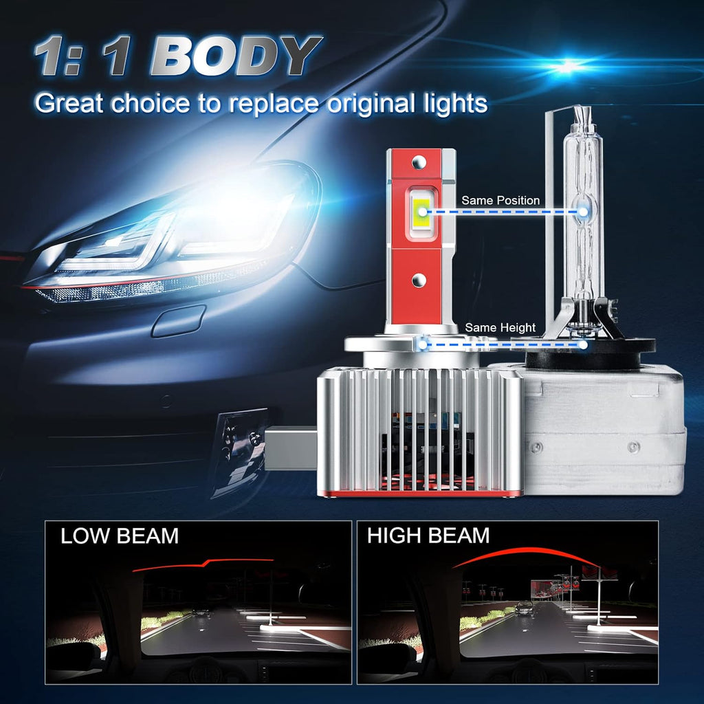 D3S LED Headlight Bulbs 100W 6000K Super White 12000LM Pack of 2 K5693