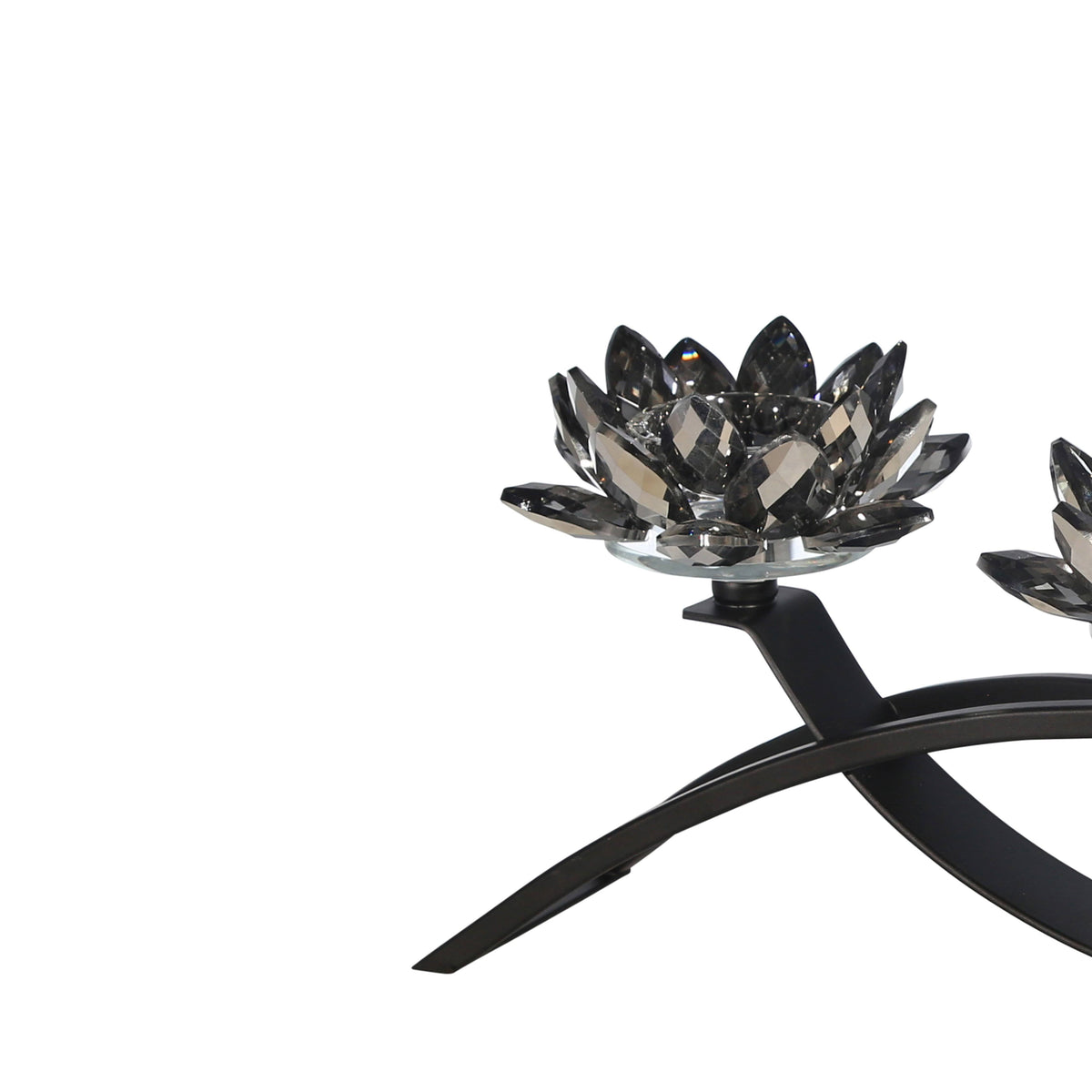 Glass Candle Holder with Metal Base Black P978830