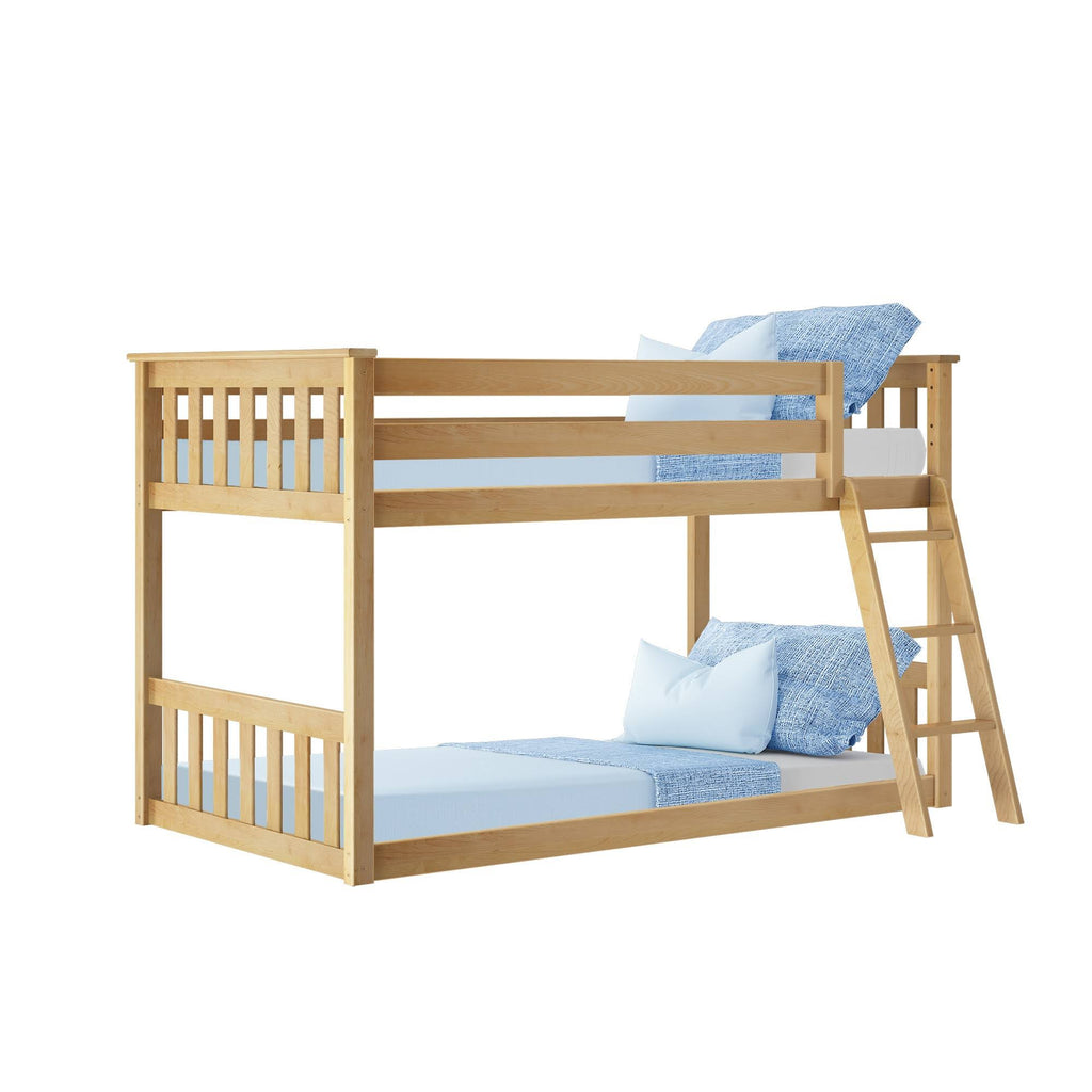 Twin Over Twin Low Bunk Bed, Natural I290043