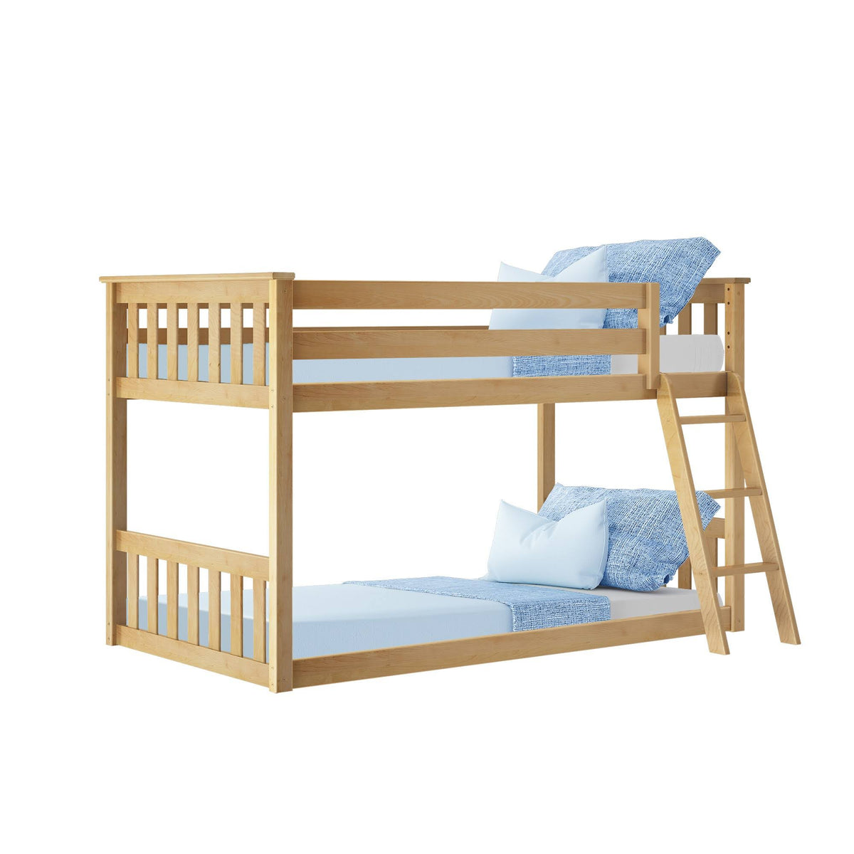 Twin Over Twin Low Bunk Bed, Natural I290043
