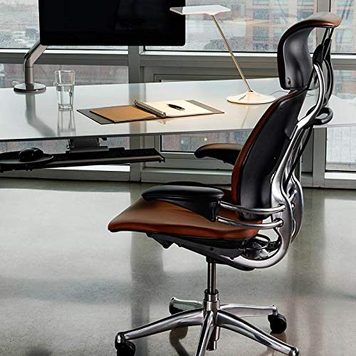 Polished Aluminum Frame Black Lotus Fabric Ergonomic Office Chair with Headrest I10916