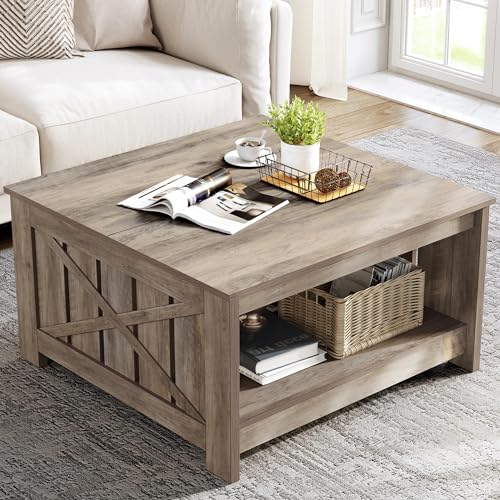 Brown Square Coffee Table with Storage Y270869