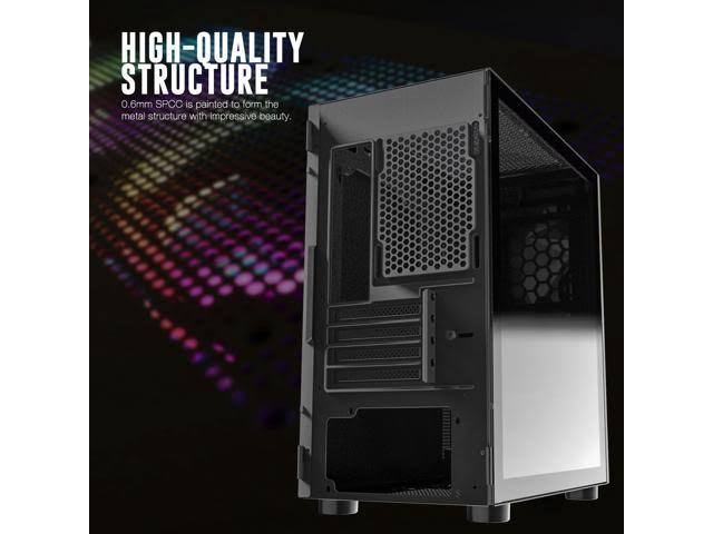 Black MATX Tower Computer Case with Glass Door O838476