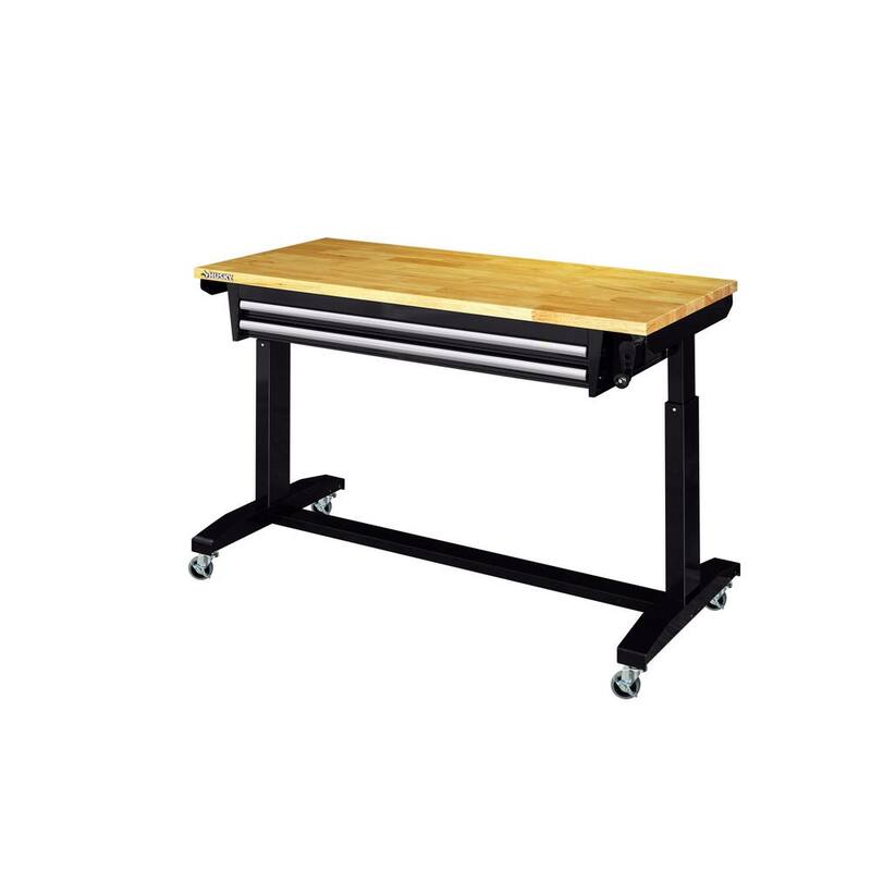 Adjustable Height Work Table with 2 Drawers in Black I103