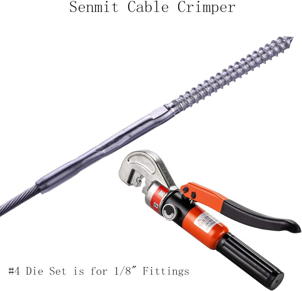 10 Ton Hydraulic Cable Crimper Hand Tool for 1/8, 3/16 Stainless Steel Cable Railing Fittings R926669