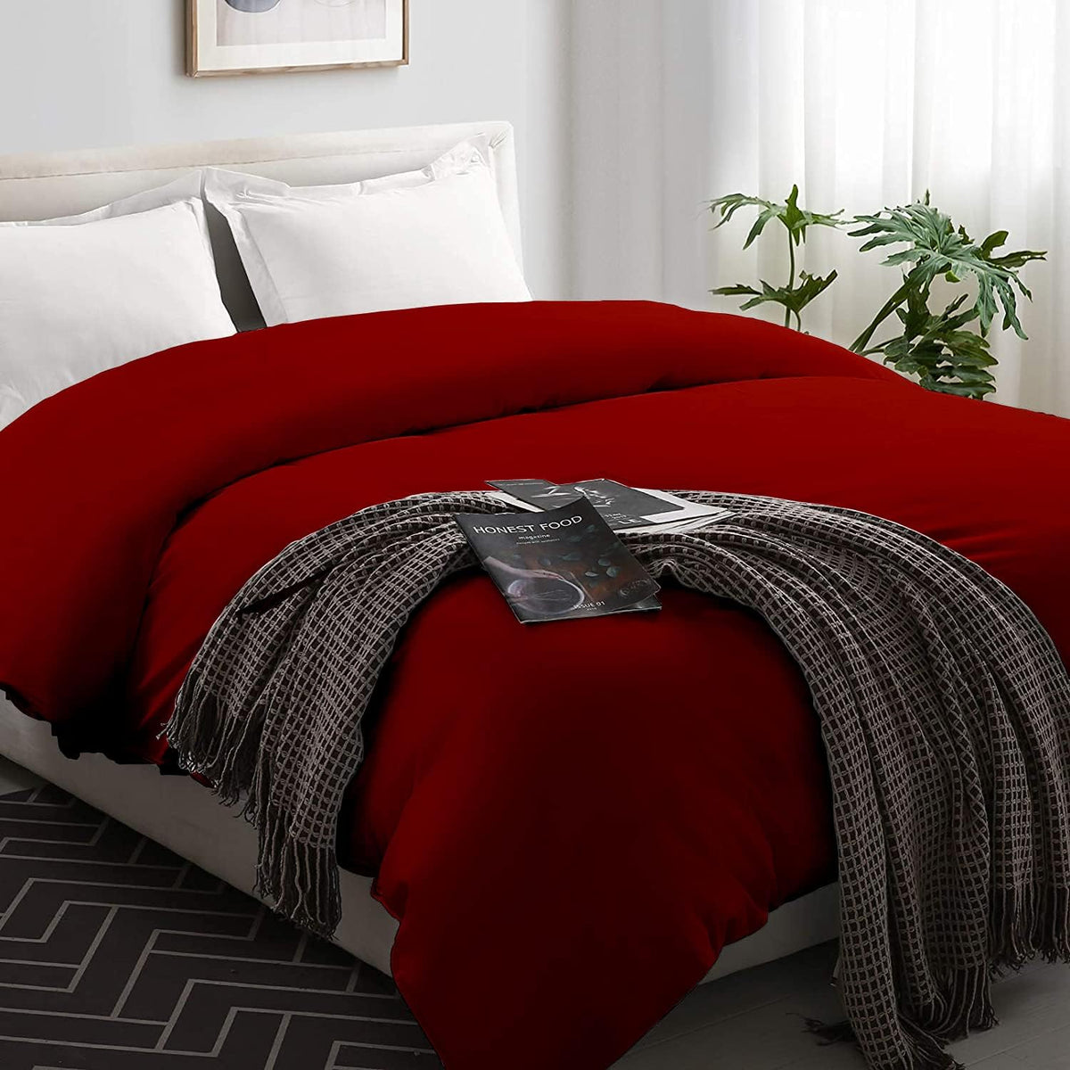 Silver Grey Striped King Duvet Cover with Zipper Closer G370