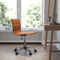Brown Ribbed Swivel Task Office Chair L695