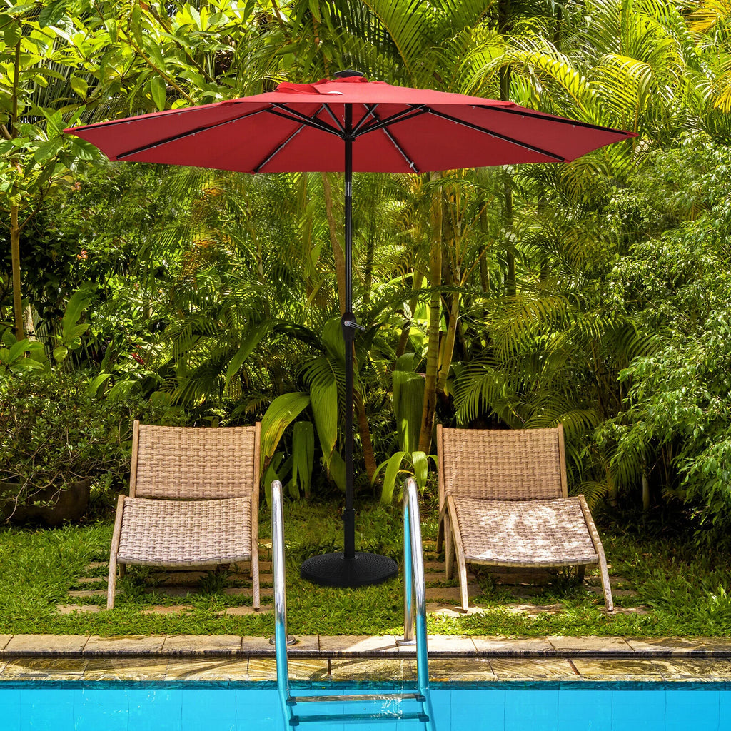 49lbs Round Resin Umbrella Base with Rattan Design V4555