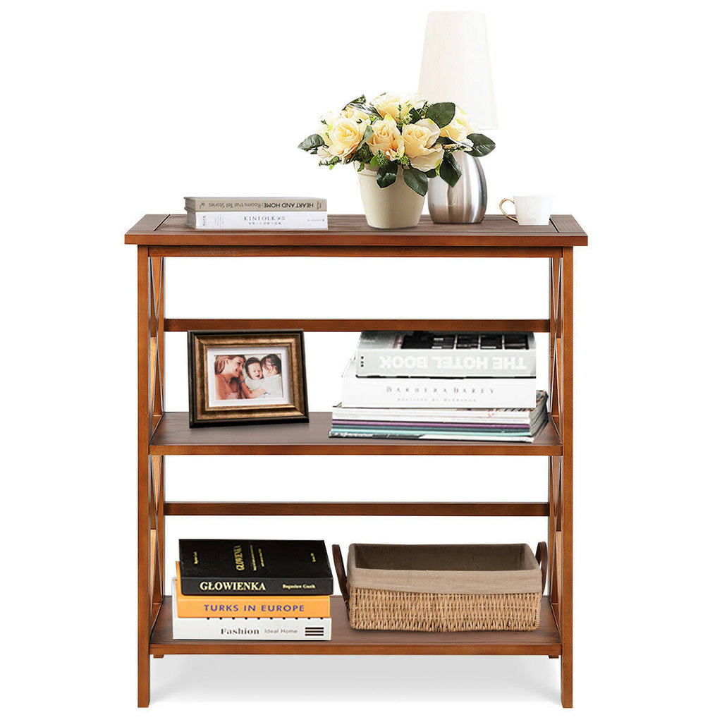 3-Tier Wooden Open Shelf Bookcase Natural E8830