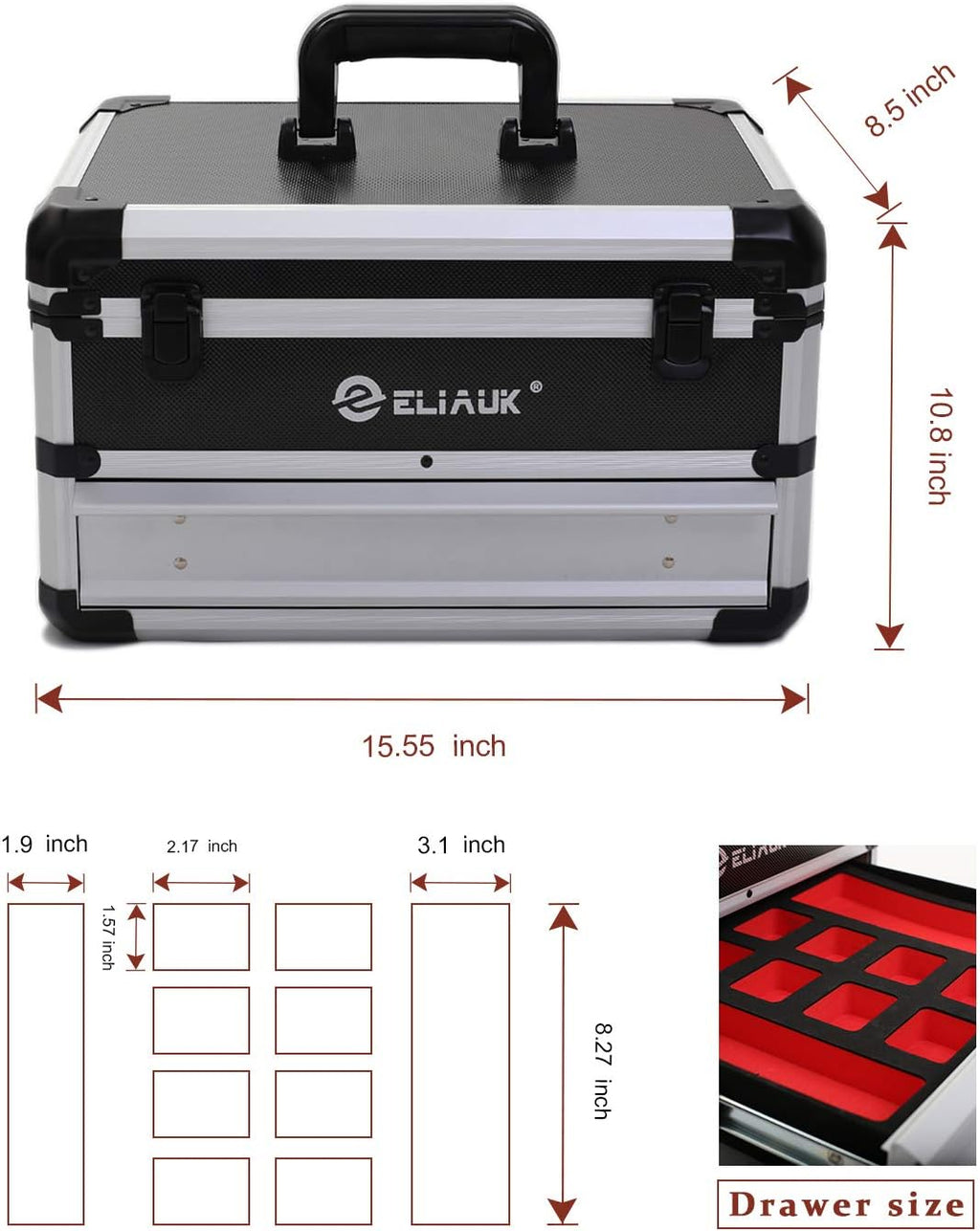 Portable Aluminum Tool box with Drawer H3382