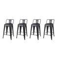 Black 24 inch Low Back Metal Barstool with Vegan Leather Seat, Set of 4 C76465