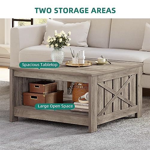 Brown Square Coffee Table with Storage Y270869