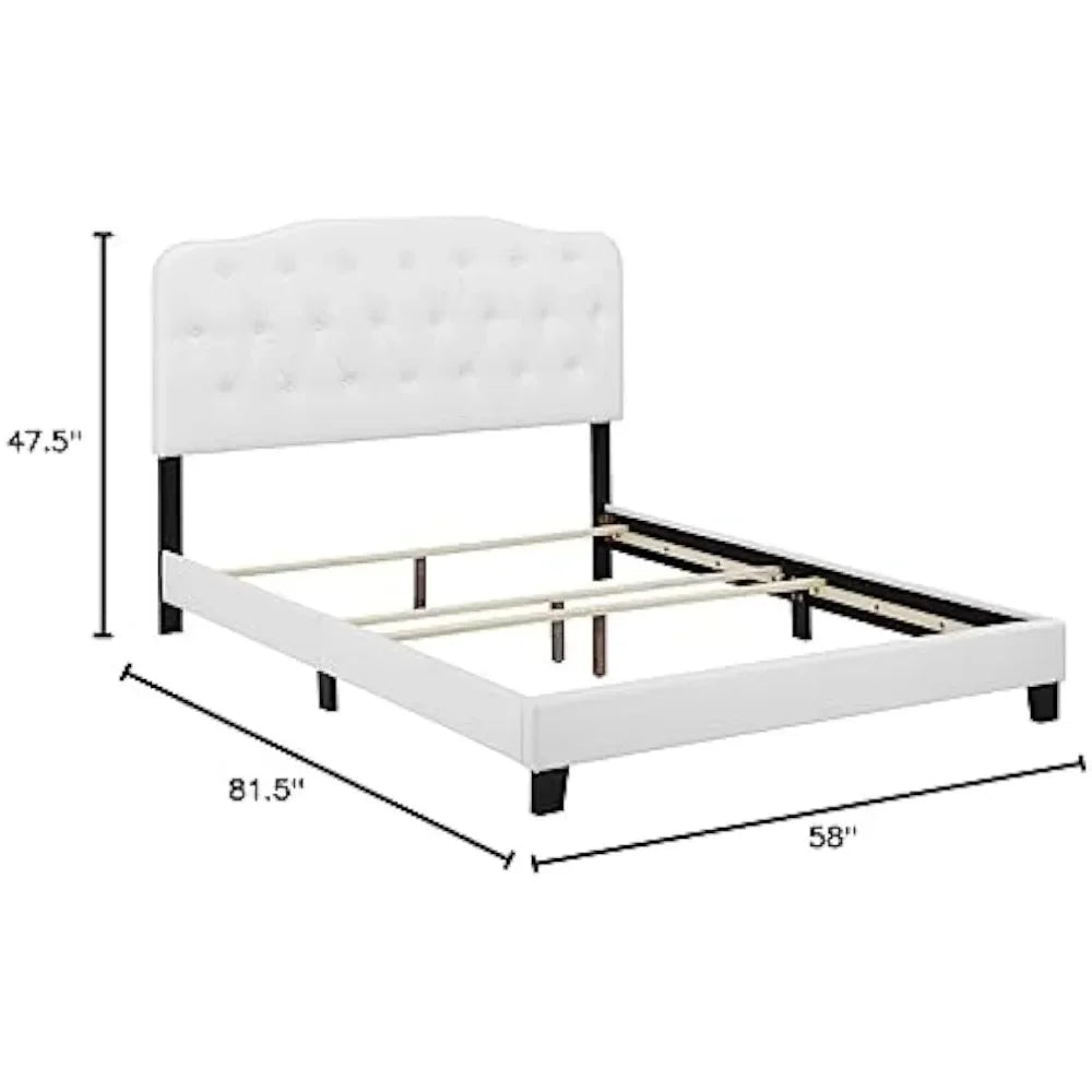 Full Platform Bed with Tufted Faux Leather Upholstered Frame F760