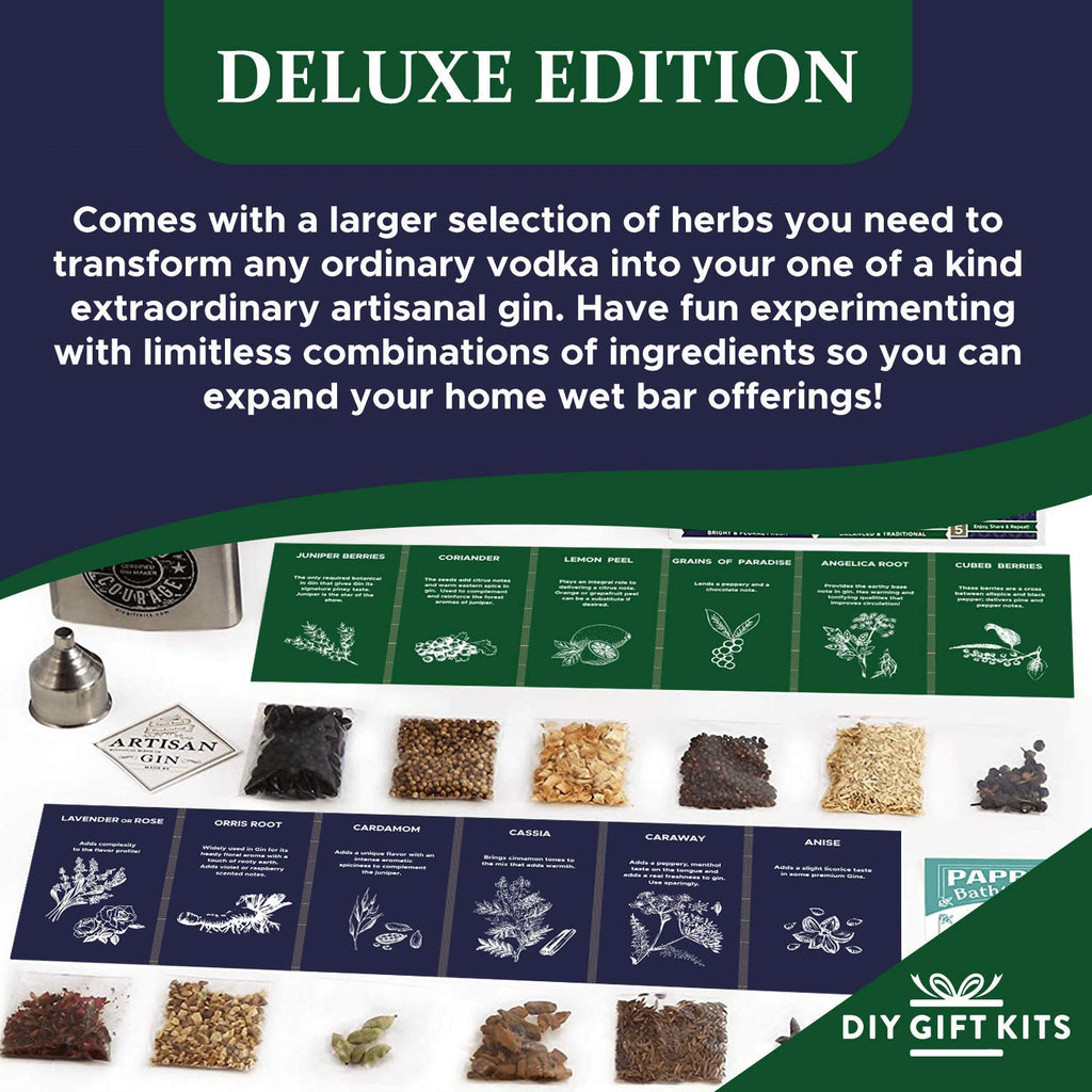 Gin Making Kit with Stainless Steel Flask, Botanicals, Spices, Recipe Guides, Bottles & Labels, Pack of 2 B318