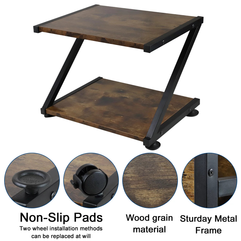 Black Brown 2-Tier Printer Stand with Wheels Y7176