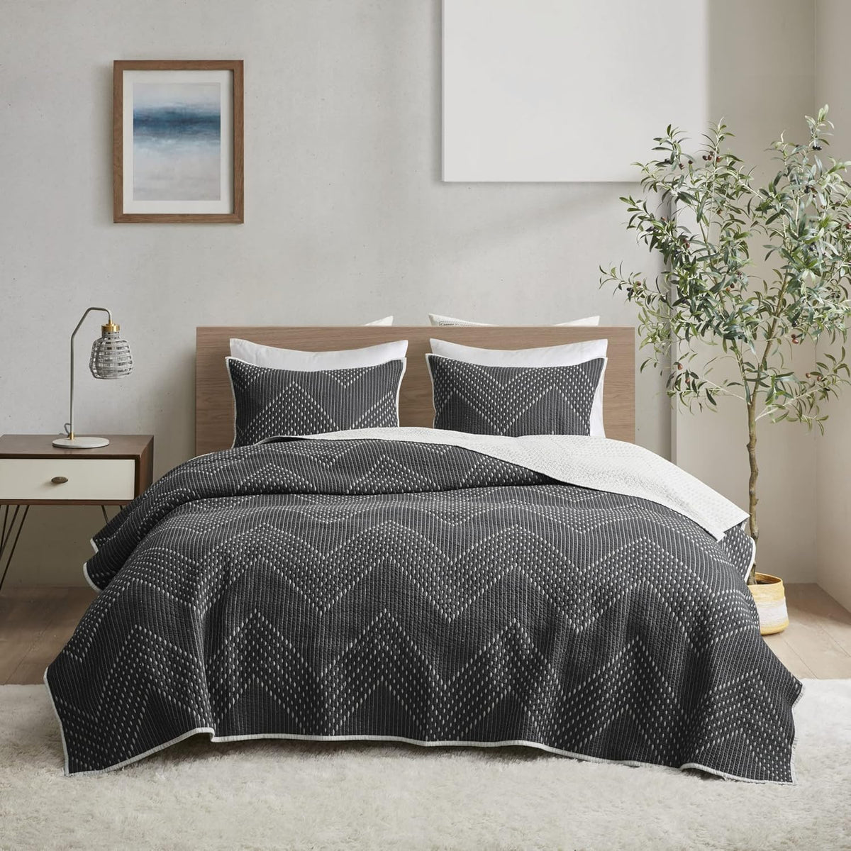 Navy 3 Piece Coverlet Mini Set, King/California King L54188