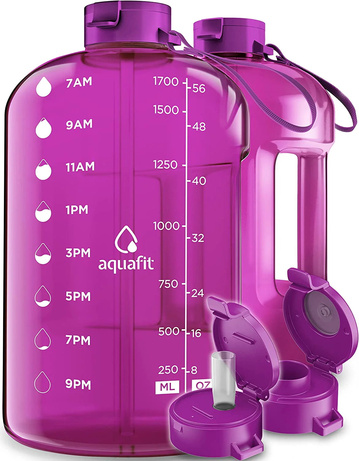 1 Gallon Gray Water Bottle with Time Marker D4632
