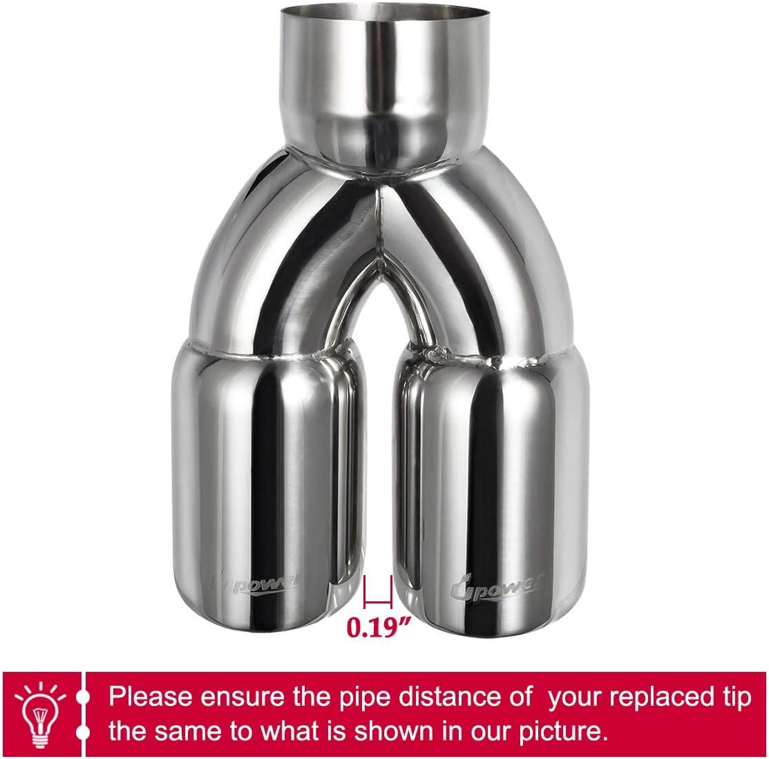 Dual Exhaust Tip 3 Inch Inlet 3" Outlet 9.5" Long Double Wall Polished Stainless Steel Pack of 2 Q319975
