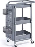 3-Tier Metal Rolling Cart with Pegboard Q410594