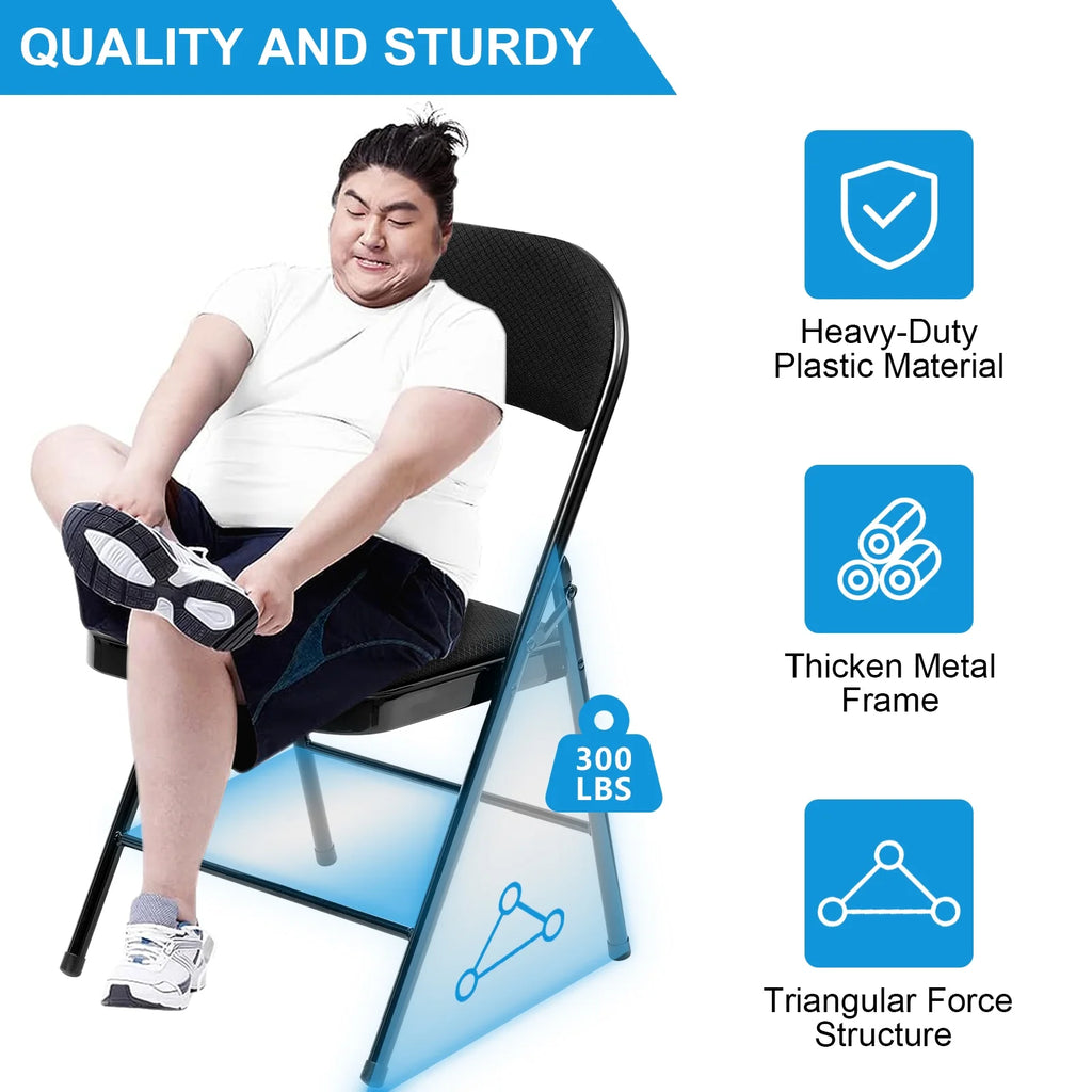 Black Fabric Padded Folding Chair 4 Pack Q345963
